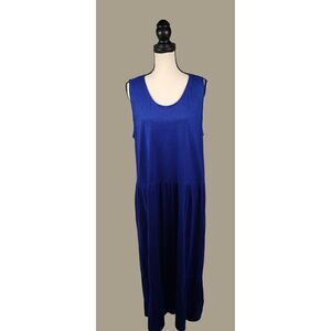 Eileen Fisher Blue Sleeveless Hemp and Cotton Maxi Dress Size XL Flaws